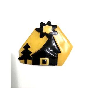 Lucinda Whimsical House Brooch Plastic and Resin Handcrafted Wearable Art VTG